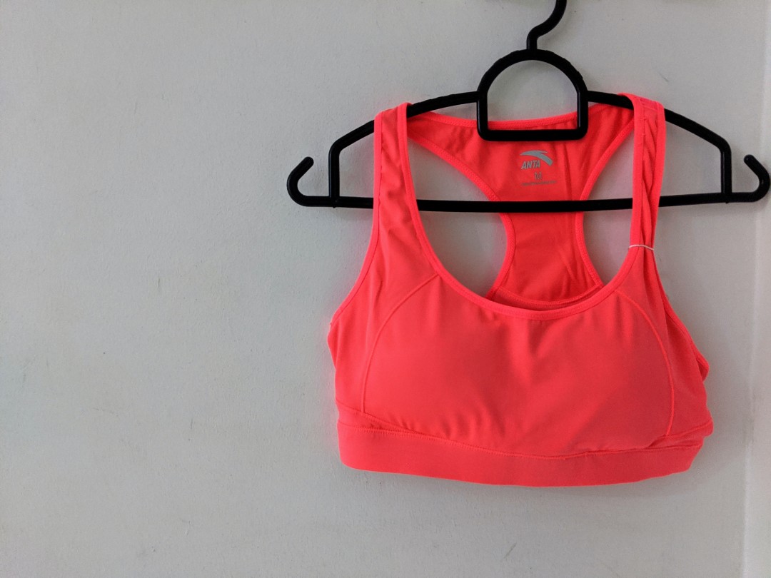 bright pink sports bra