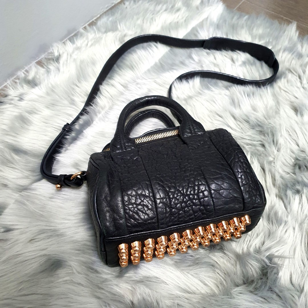 Authentic Alexander Wang Mini Rockie Pebbled Bag in Black with