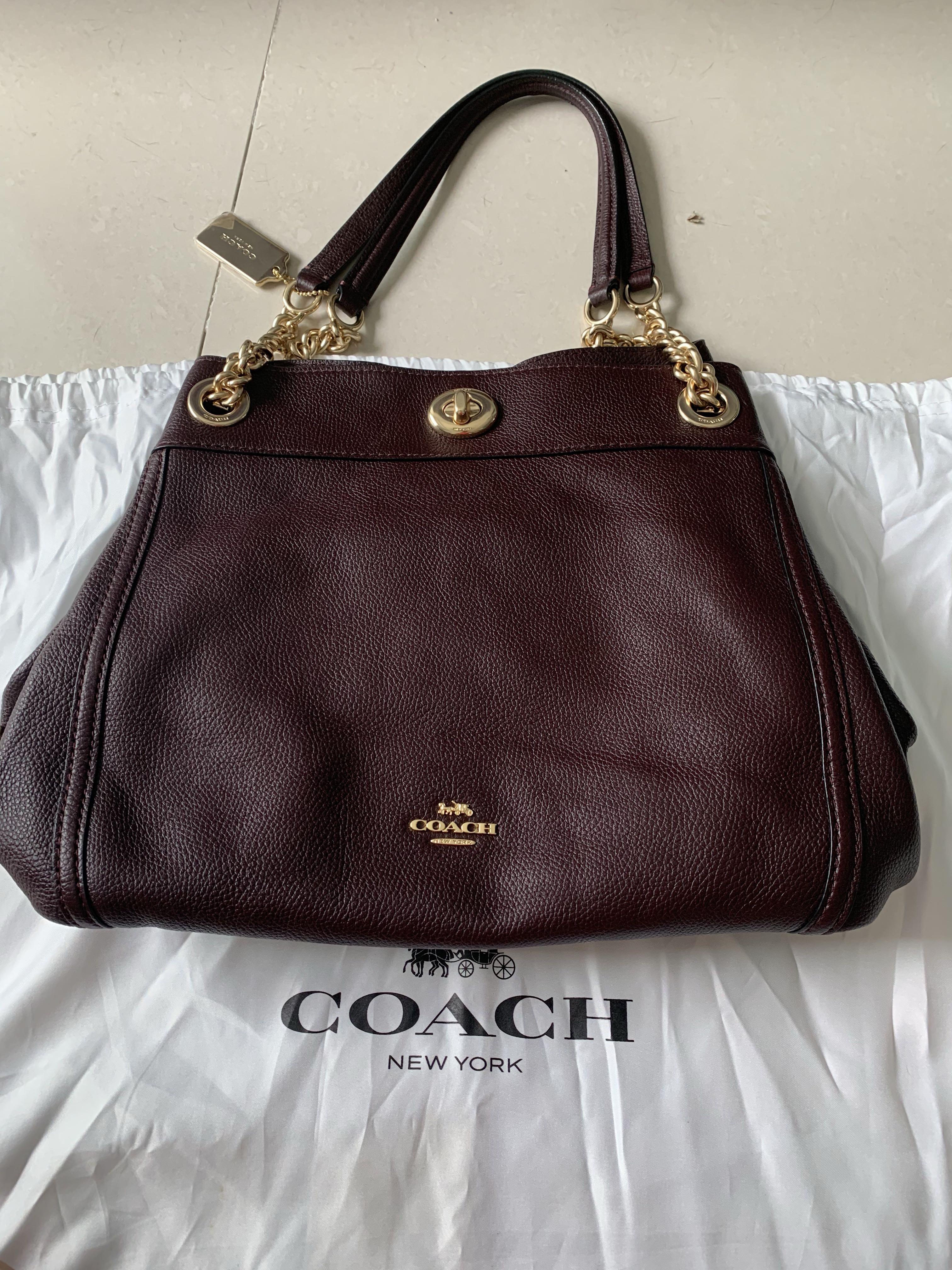 Coach turnlock sales tote oxblood