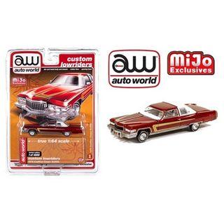 Auto World Custom Lowriders 1976 Cadillac Coupe Deville Burgundy 1/64 Scale Die-cast