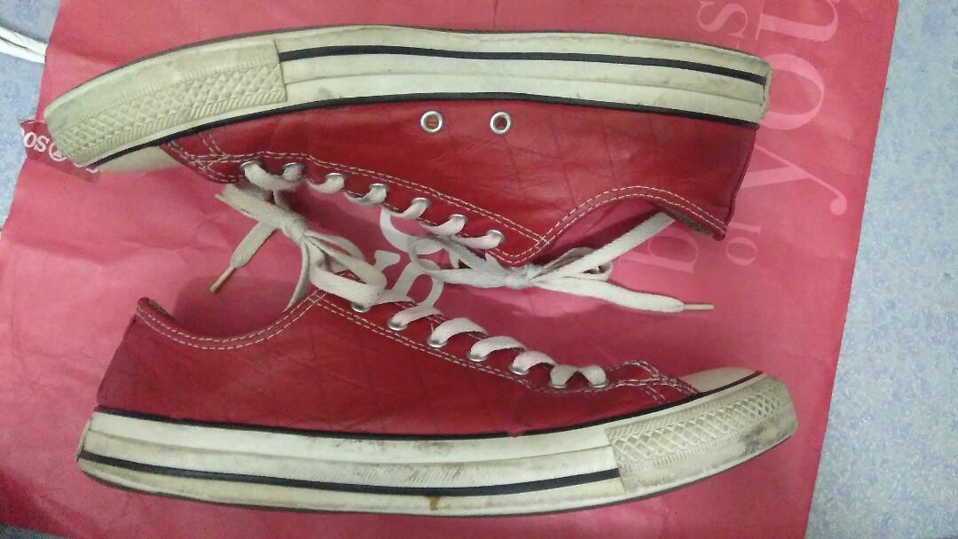 Converse leather red Men s Fashion Footwear Sneakers on Carousell