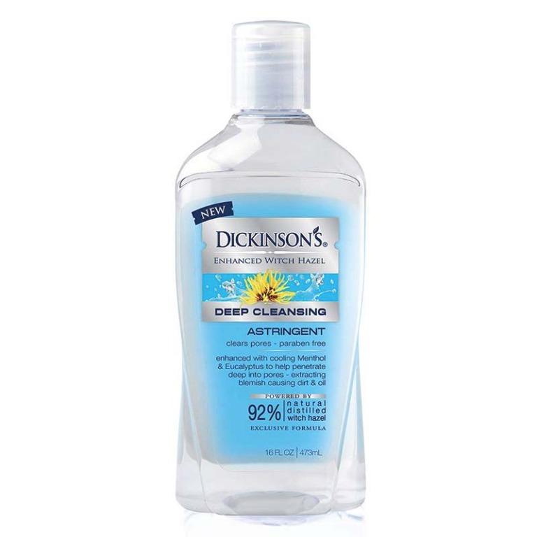 Dickinson's Enhanced Witch Hazel Deep Cleansing Astringent 16oz 473ml (Category: Face Care) located in San Juan City. Submitted by princessshyph (Listing ID 1053756365, Image 2). Description: Brand Dickinson's Skin Type All Item Weight 1 Pounds Item Form Liquid About this item A cooling, penetrating cleansing astringent for cleaner and healthier skin Powered by our exclusive, extra-strength formula with 92% natural, distilled witch hazel, along w