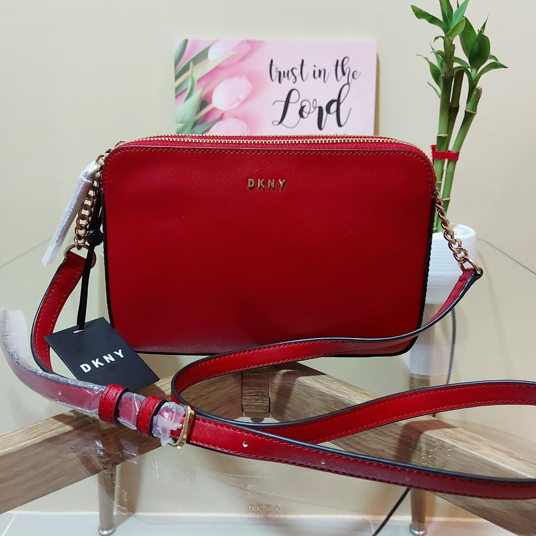 DKNY Small Zip Crossbody Bag in Red