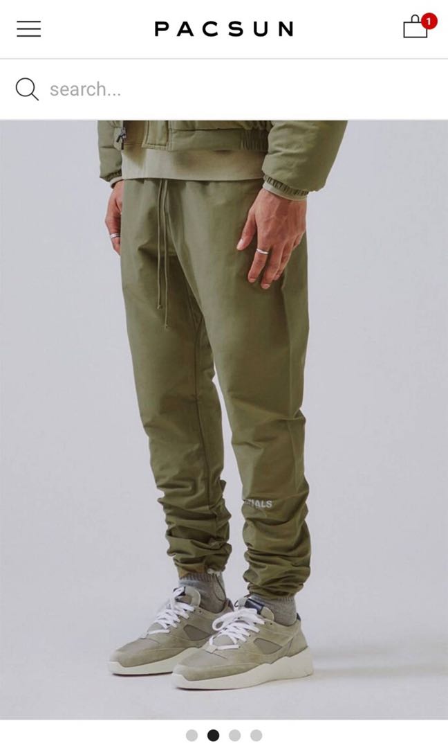 FEAR OF GOD ESSENTIALS Nylon Track Pants Olive , 男裝, 褲＆半截裙