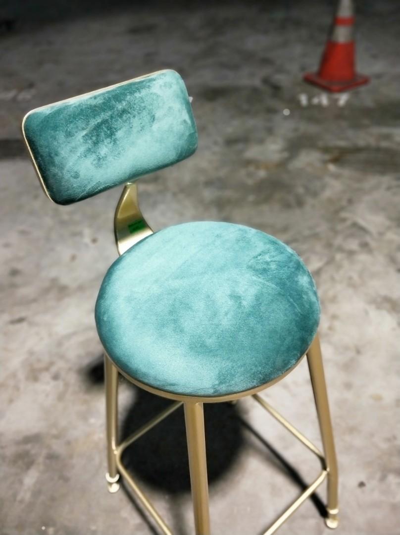 GASTAVIA Modern Emerald Green Velvet Bar Stool, Furniture & Home Living, Kitchenware & Tableware