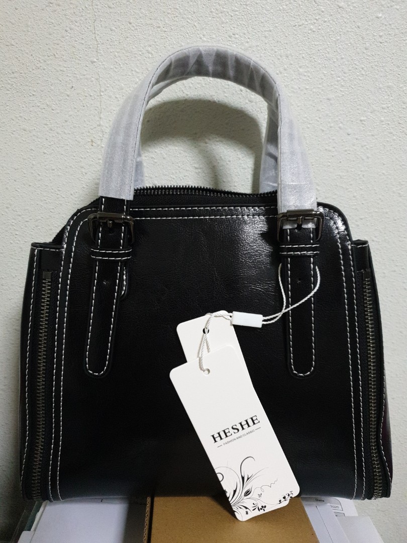 Heshe womens leather top vintage handbags