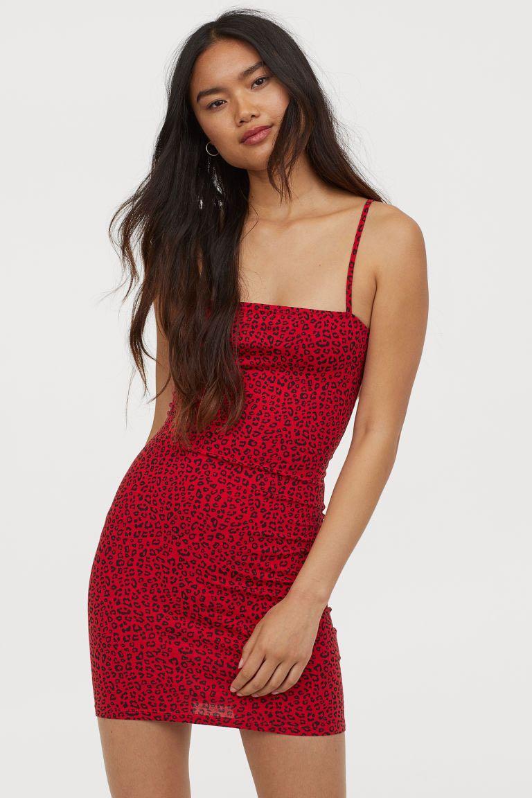 H&m red on sale leopard dress