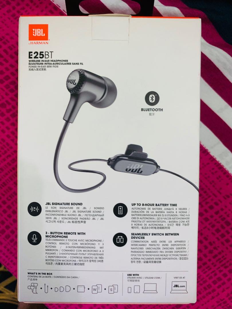 JBL E25BT Wireless In Ear Headphone Audio Headphones