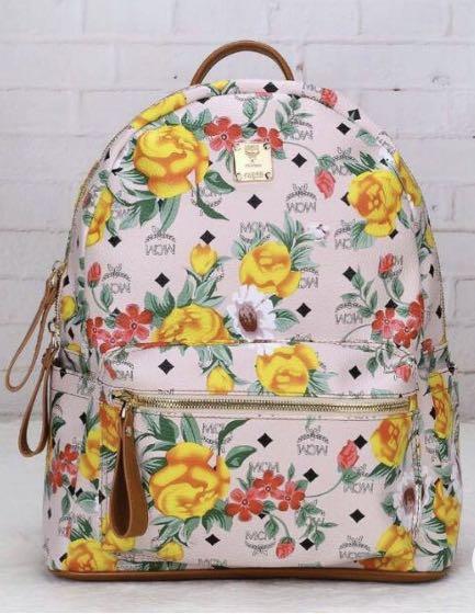 MCM Blume Paradiso Flower Visetos Leather Medium Backpack Women s