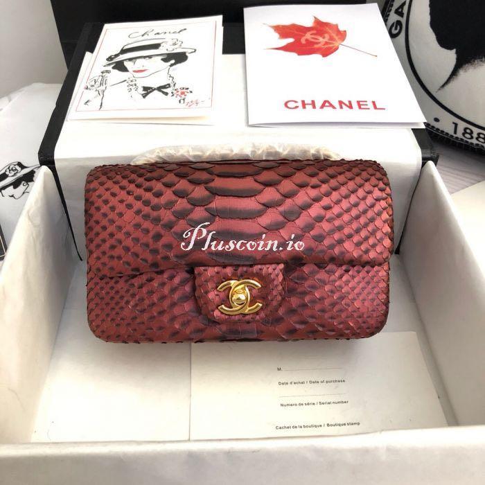 original Chanel Python Small 20cm Classic Flap Bag 26, Barang Mewah, Tas &  Dompet di Carousell