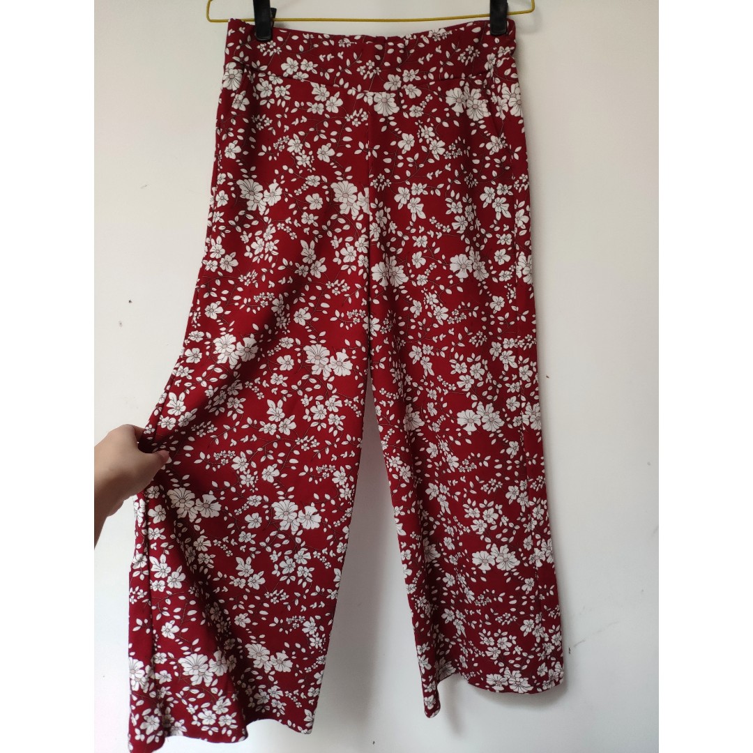 Red floral long pants / Celana panjang 