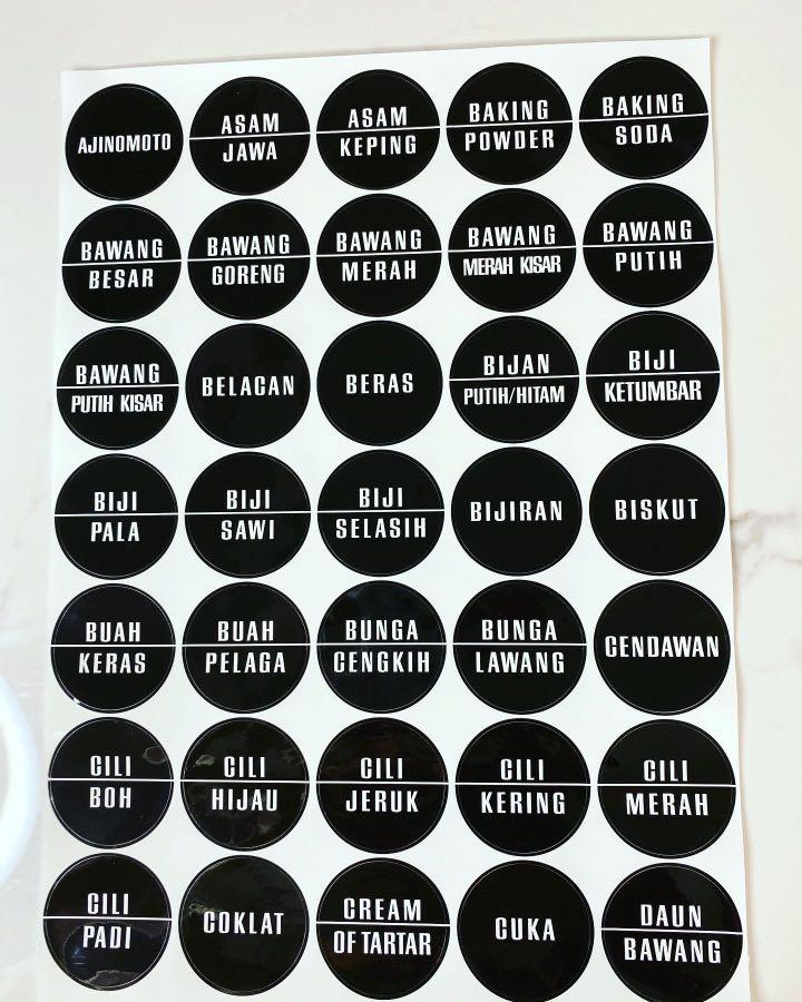 Spices Pantry Labels In Malay 140 Labels Furniture Home Living Kitchenware Tableware Food Organisation Storage On Carousell
