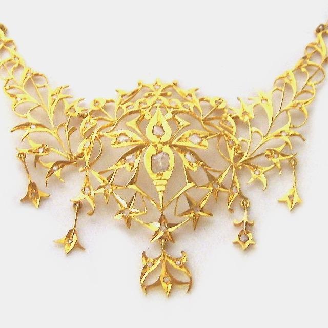 Straits Chinese Peranakan Nonya Gold Intan Necklace 18K, Women's