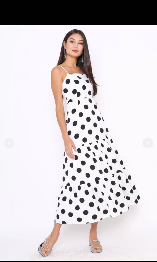white polka dot maxi