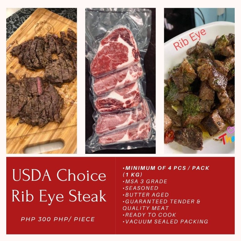 USDA Choice Rib Eye Steak 4 pcs/pack, Food & Drinks, Local Eats on