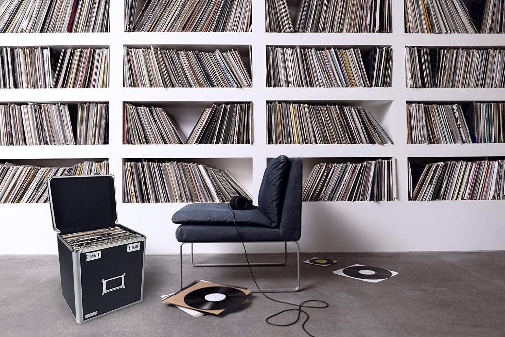 Vaultz Locking Vinyl Record Case, 50 Record Capacity storage box