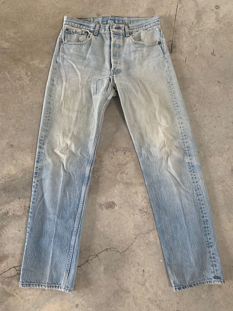 VINTAGE 1990s LEVIS 501 REPAIRED DENIM, Men's Fashion, Bottoms