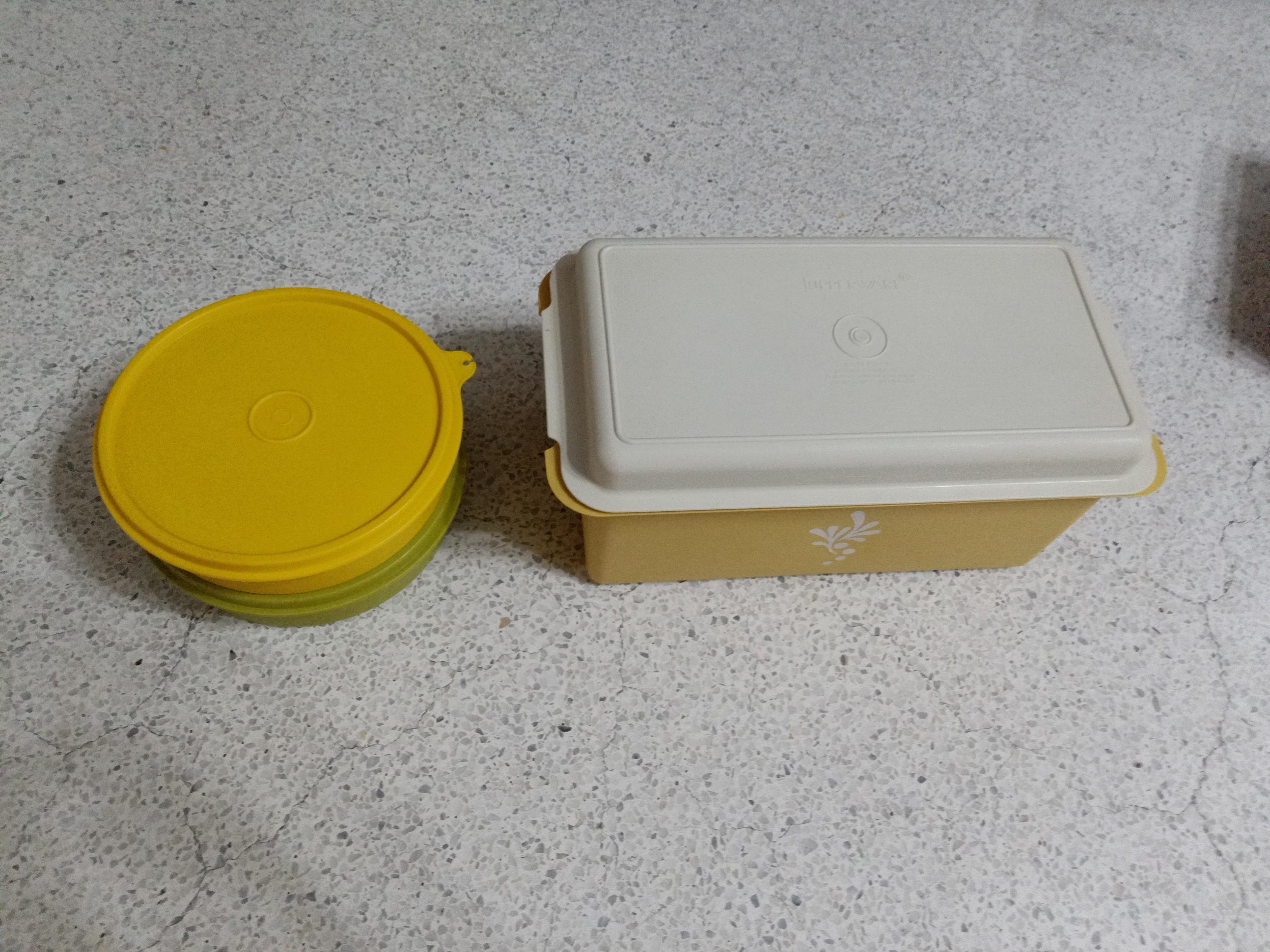 Vintage Tupperware bread box and round containers, Furniture & Home