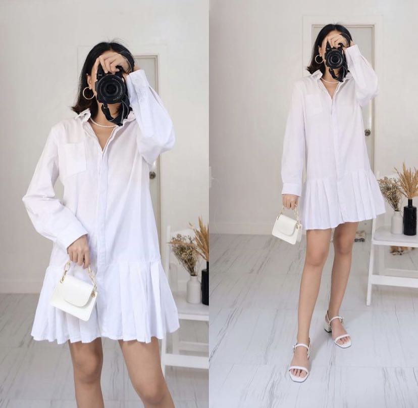 Long sleeve polo dress outfit on sale