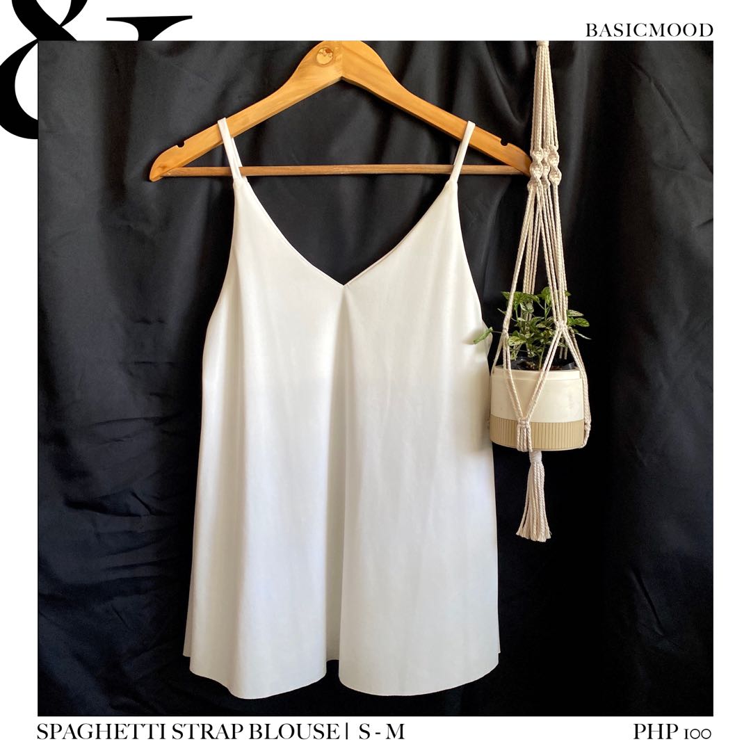 White spaghetti new arrivals strap blouse