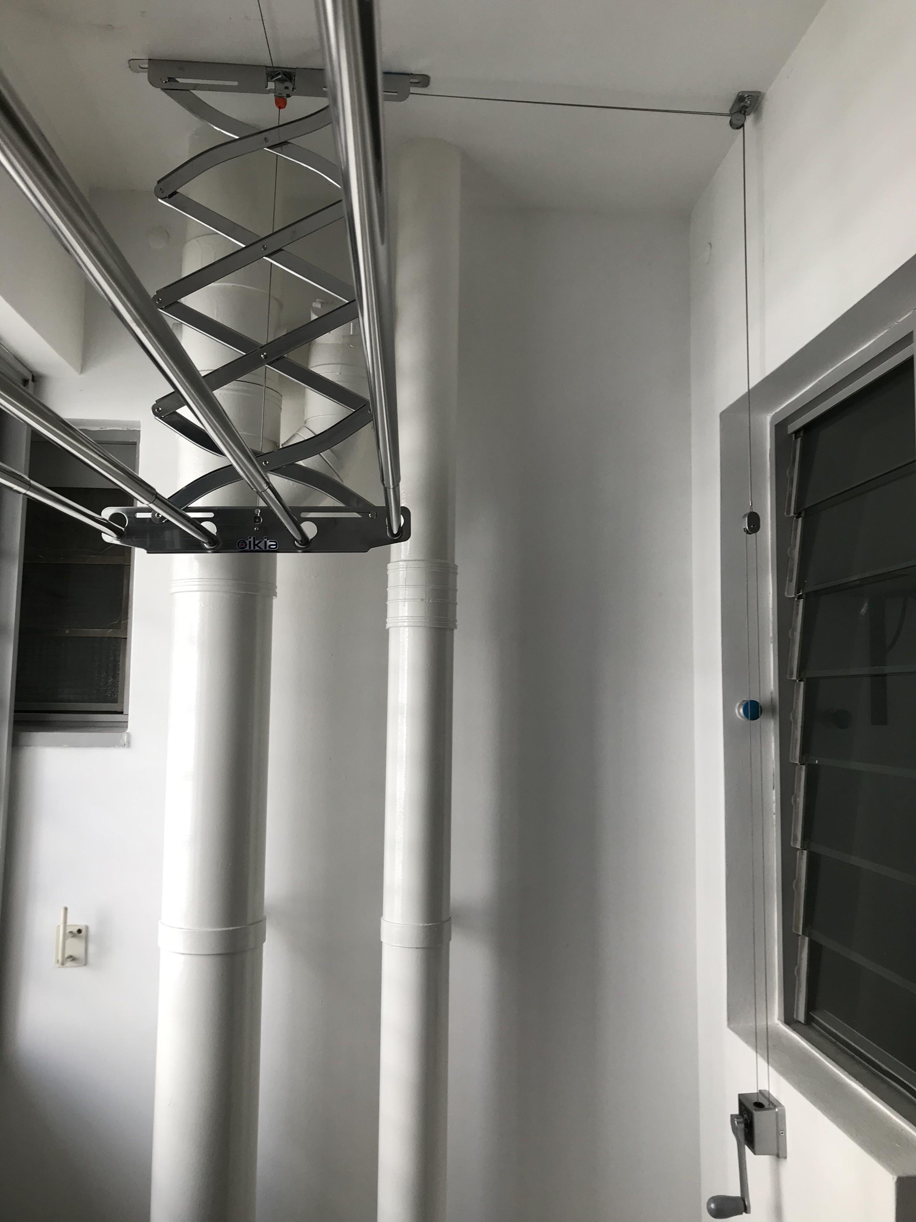 Winch system laundry shop drying rack