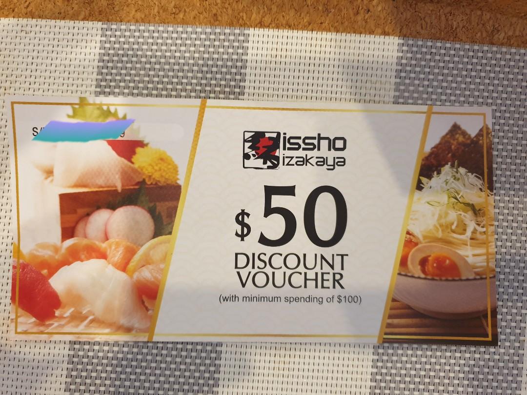 50 Discount Voucher For Issho Izakaya Japanese Restaurant Tickets Vouchers Vouchers On Carousell
