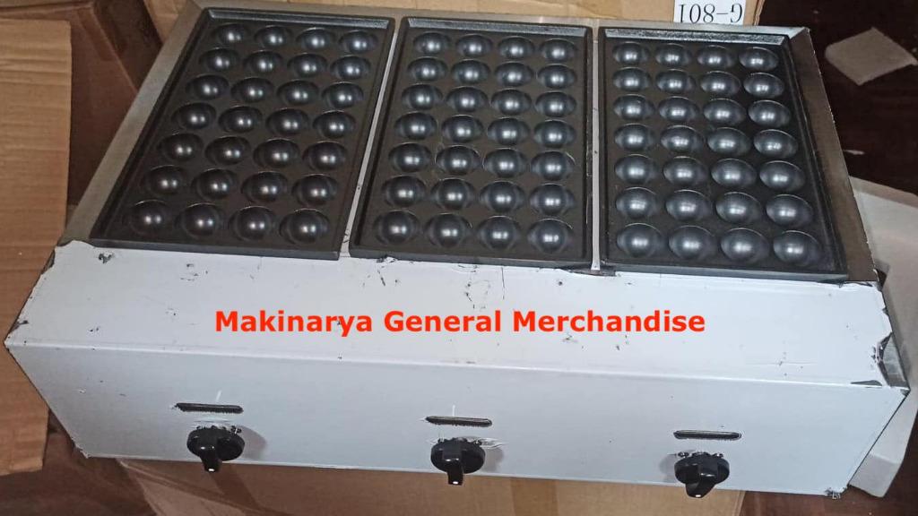 84 Holes Takoyaki Machine (Category: Bakeware) located in Manila. Submitted by makinaryageneral.merchandise (Listing ID 1054145298, Image 1). Description: 84 HOLES Temperature: 50-300 degree Celsius Power: 5600P Dimension: 41x46x20cm 3 plate takoyaki machine Stainless steel Easy clean and safety Gas type Kindly Contact US 8-9979754 09957934923.