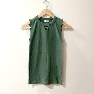 日韓/墨綠棉質背心上衣