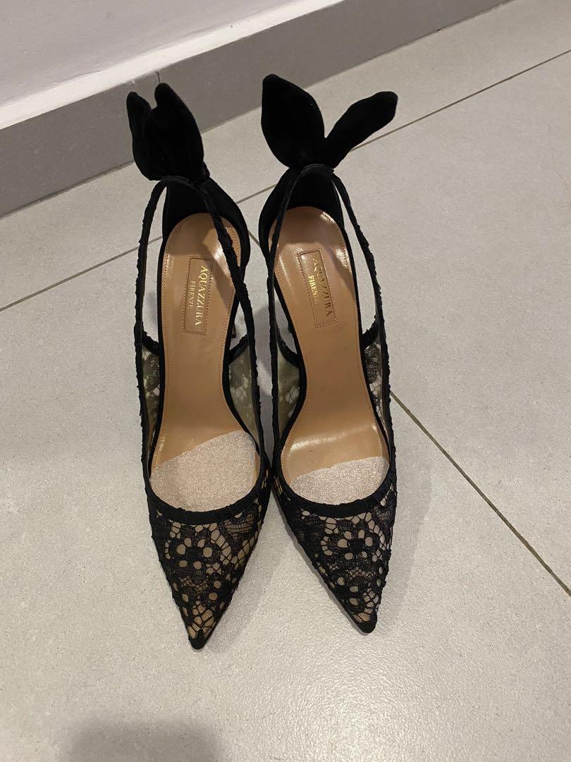 Aquazzura Bow Tie Lace Pumps Heels Women S Fashion Footwear Heels On Carousell