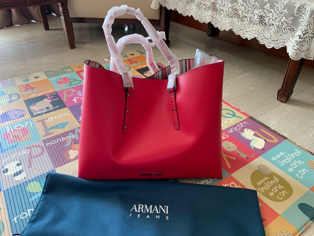 Armani Jeans Castiglia Shopping Bag in Red Luxury Bags Wallets on Carousell