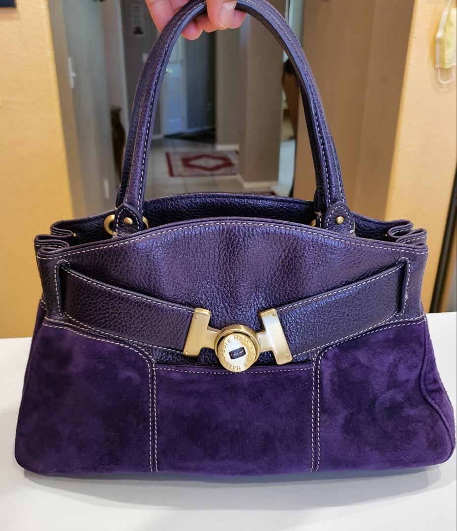 Auth Nwot Cole Haan Purple Suede Leather Tote Satchel bag, Luxury, Bags ...