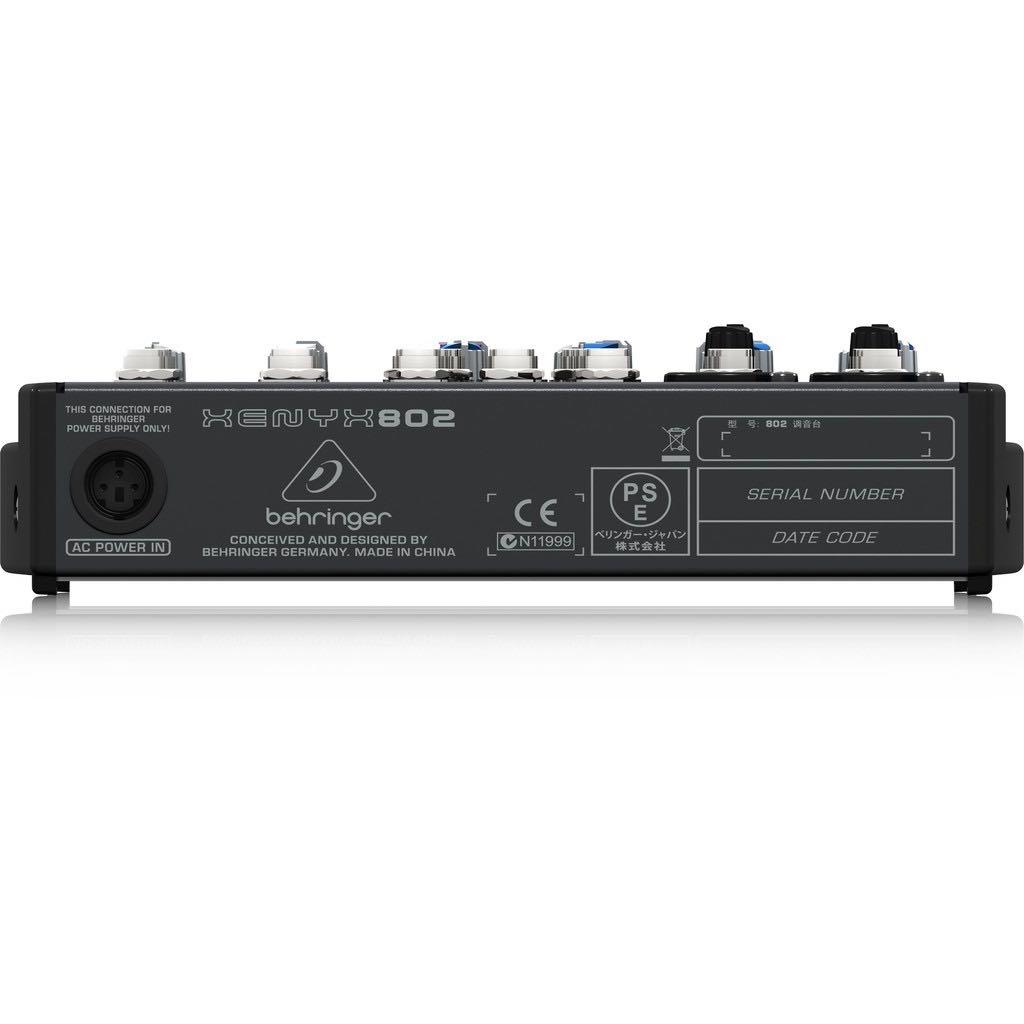BEHRINGER XENYX 802 8Input 2Bus Mixer with XENYX Mic Preamps and