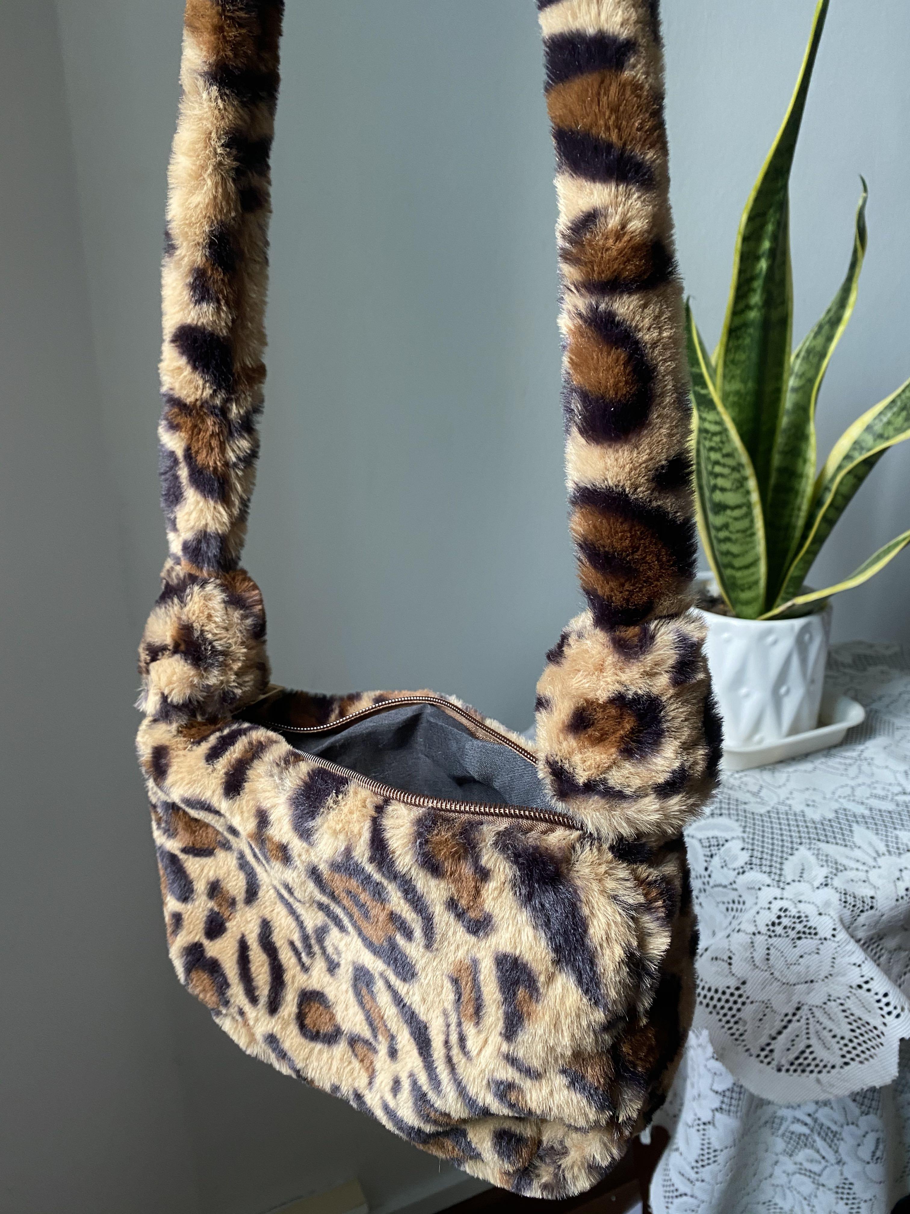 Cheetah faux fur hot sale bag