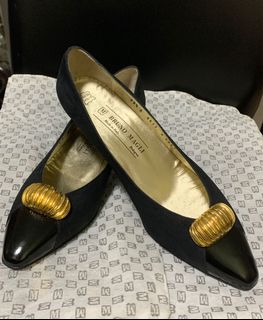 BRUNO MAGLI Black Leather Navy Blue Suede Shoe62977654539521117