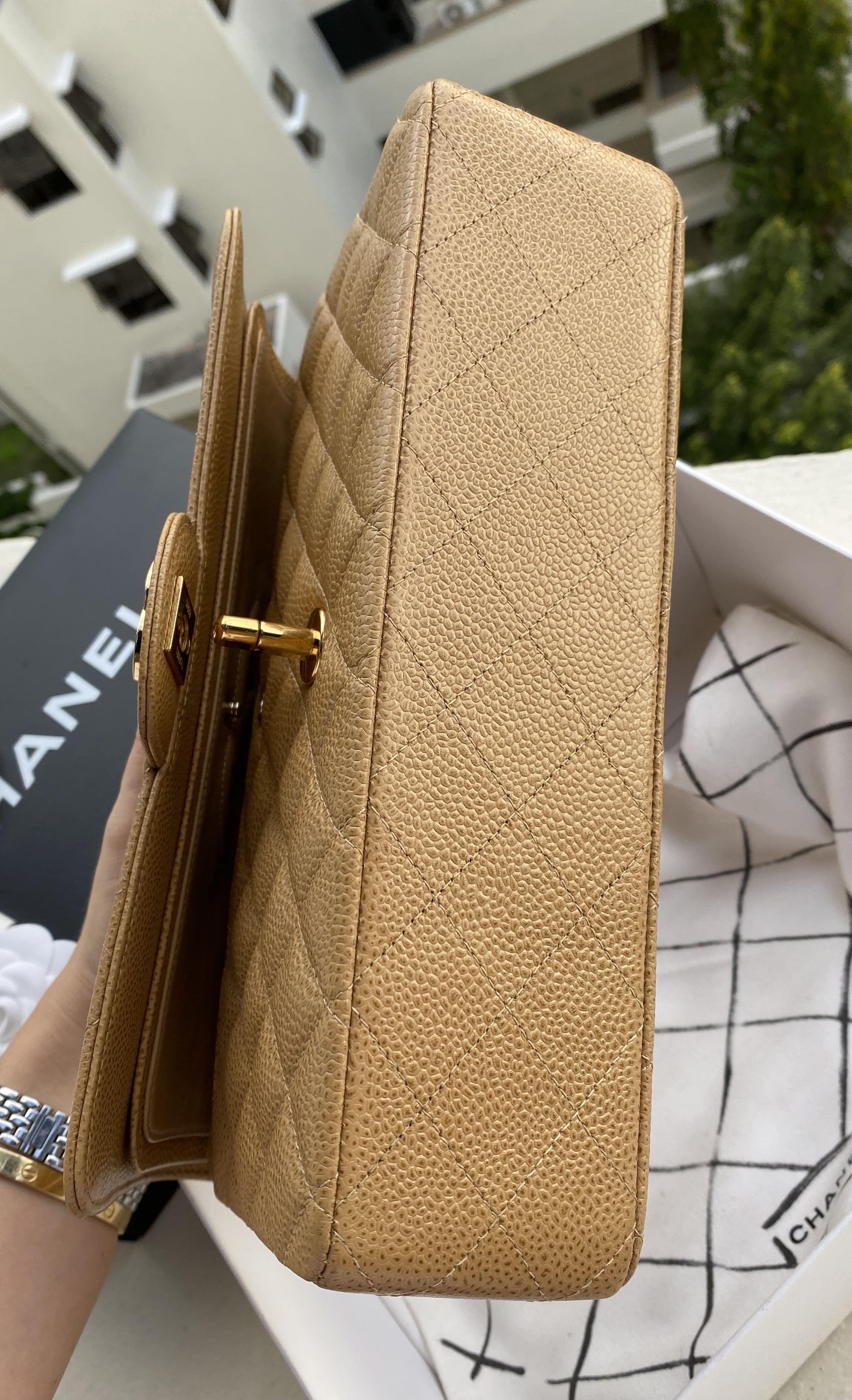 Chanel classic medium in caramel beige, Luxury, Bags & Wallets on
