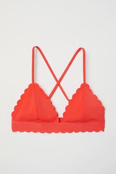 H M Coral Scalloped Bikini Top Women S Fashion Clothes Tops On Carousell
