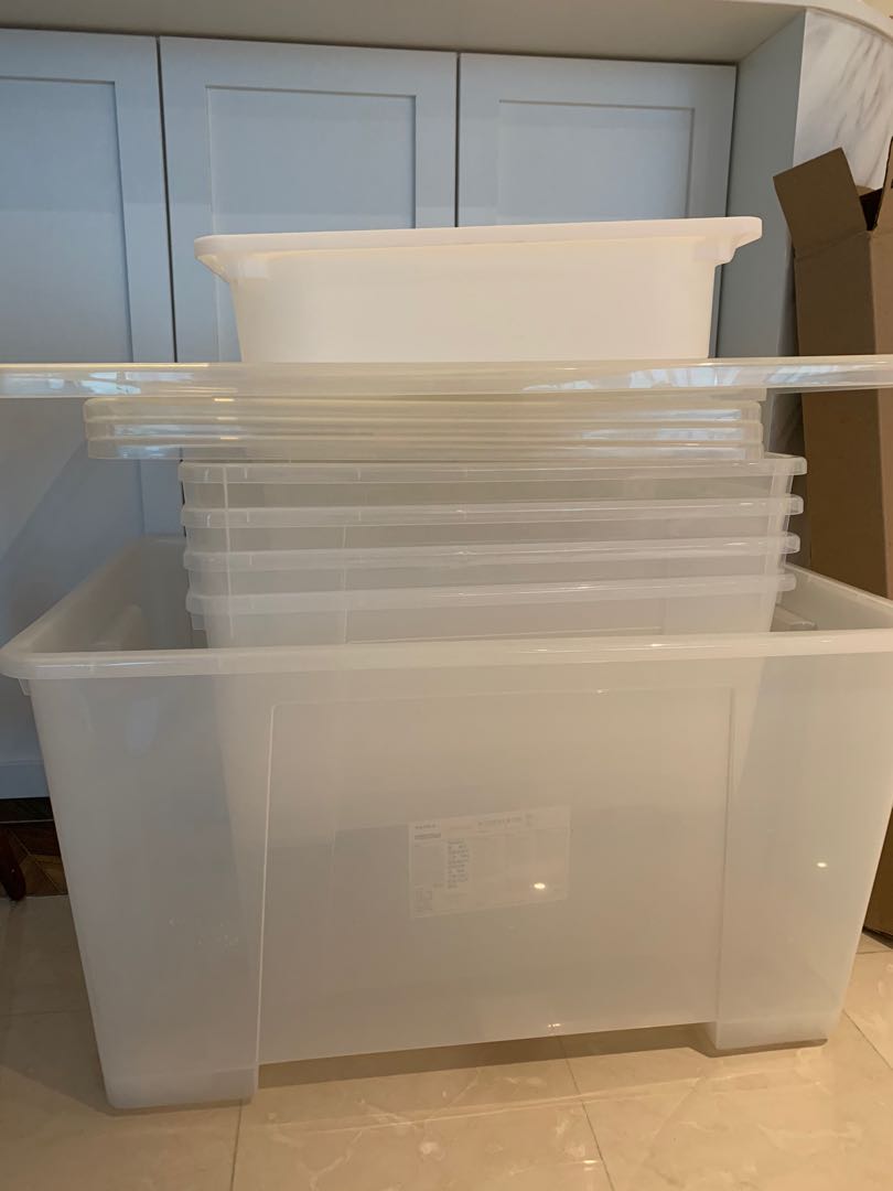 IKEA clear storage boxes, Furniture & Home Living, Home Improvement