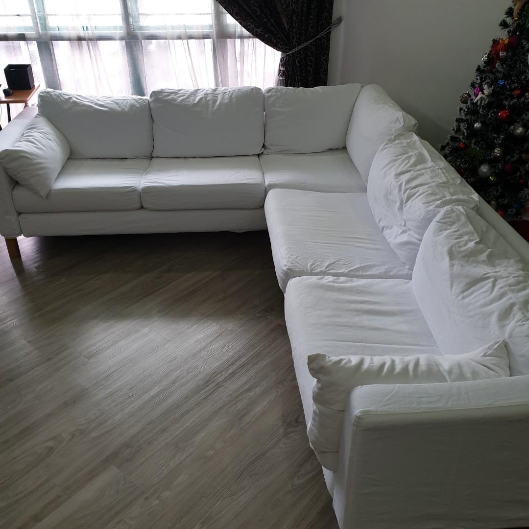 IKEA Karlstad 3+2 / L shape / corner sofa, Furniture, Sofas on Carousell