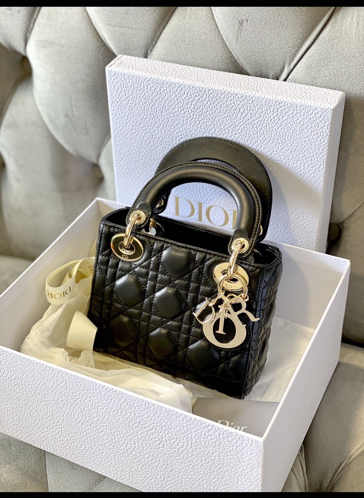 Lady Dior Mini Gold Hardware 2019, Luxury, Bags & Wallets On Carousell