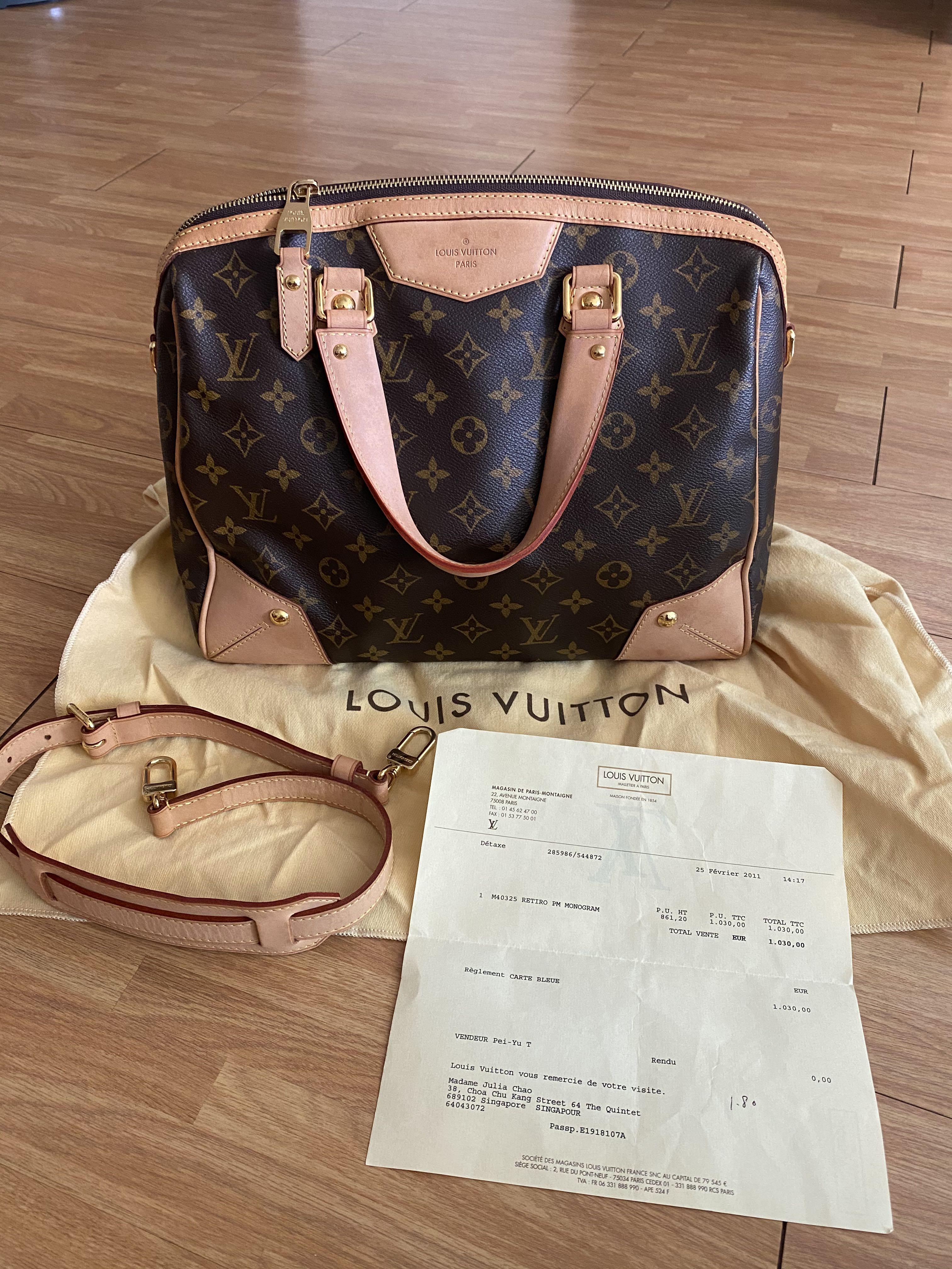 Louis Vuitton Retiro PM Monogram Bag, Luxury, Bags & Wallets on
