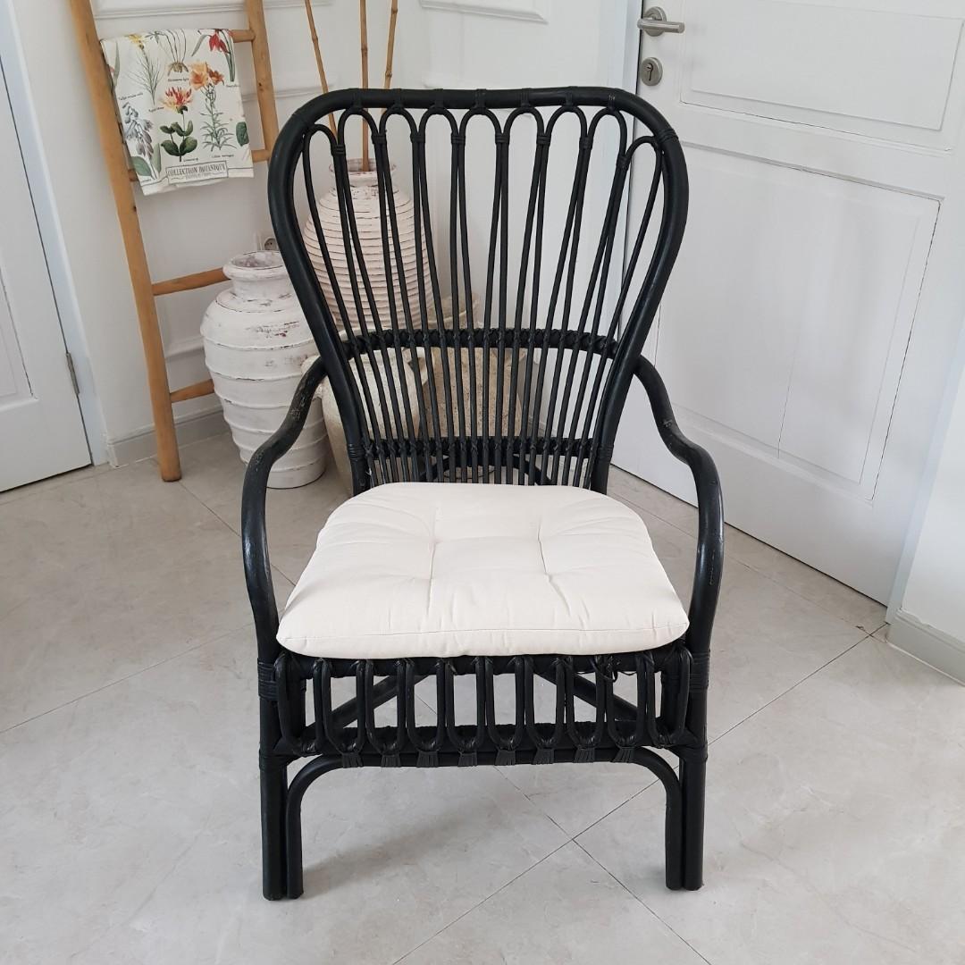 Millbay Ikea Cushion Rattan Chair Black Millbay Ikea Cushion Rattan Chair Black