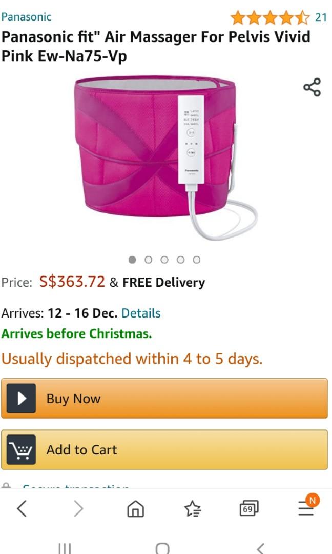 Panasonic Air Massager for Tailbone Pelvis Lumbar in Vivid Pink Ew na75