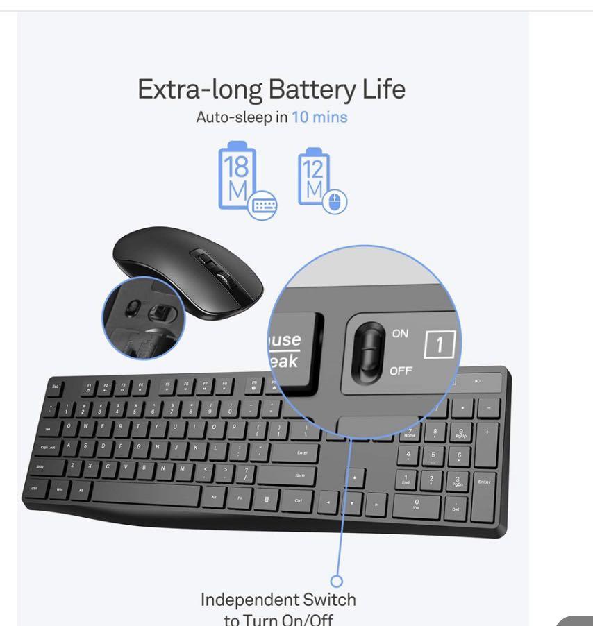 PC230A Wireless Keyboard and Mouse Combo, Computers & Tech, Parts
