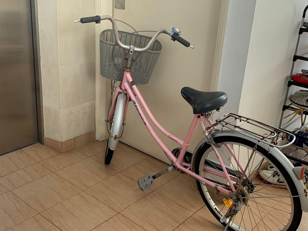 Pink bicycle with beautiful basket for beautiful girls and ladies Sports Equipment Bicycles Parts Bicycles on Carousell