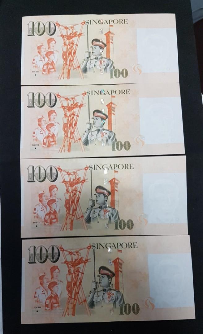Same serial numbers. (Category: Currency) located in Singapore. Submitted by silcoins (Listing ID 1054128069, Image 2). Description: Gem Unc. 2 pairs of same serial notes. In running numbers. Selling as a set..