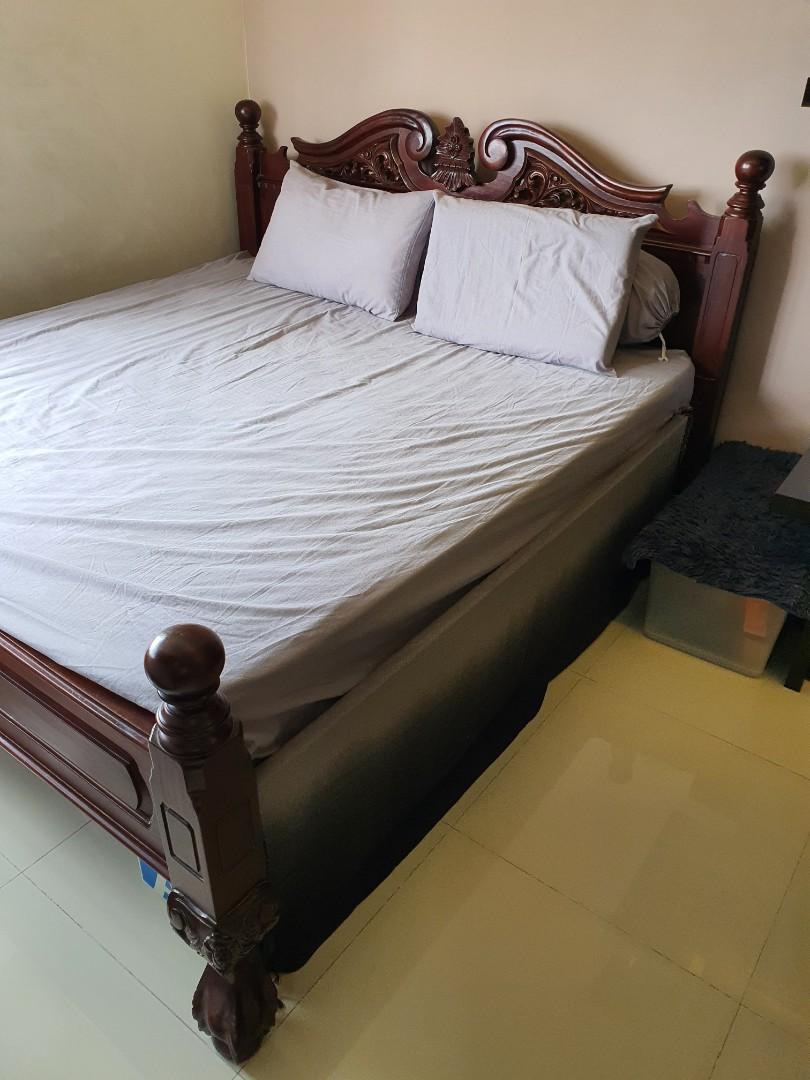 Solid Wood Bed King Size Frame Furniture Home Living Furniture Bed Frames Mattresses On Carousell