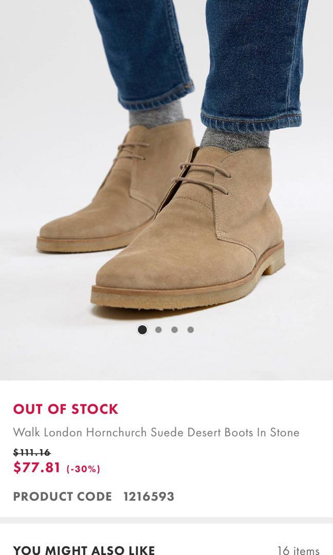 Walk London Suede Chukka Boots in Stone