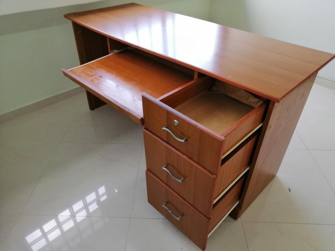 Wooden study table with drawers and keyboard space, Furniture & Home ...