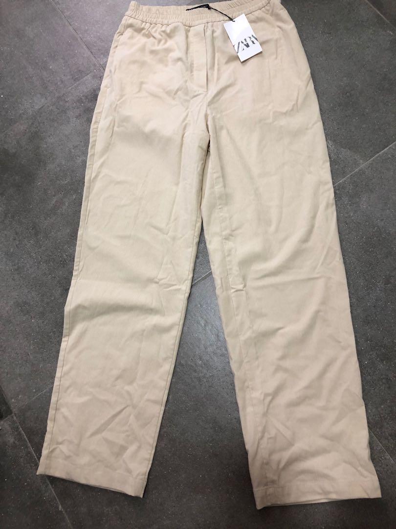 Zara cream wide leg pants, Women's 