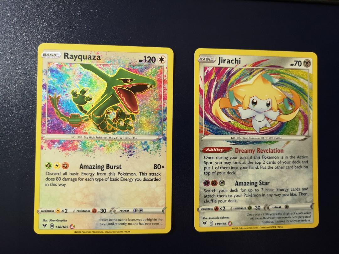 Amazing Rares Jirachi and Rayquaza Vivid Voltage Pokemon, Hobbies & Toys,  Toys & Games on Carousell